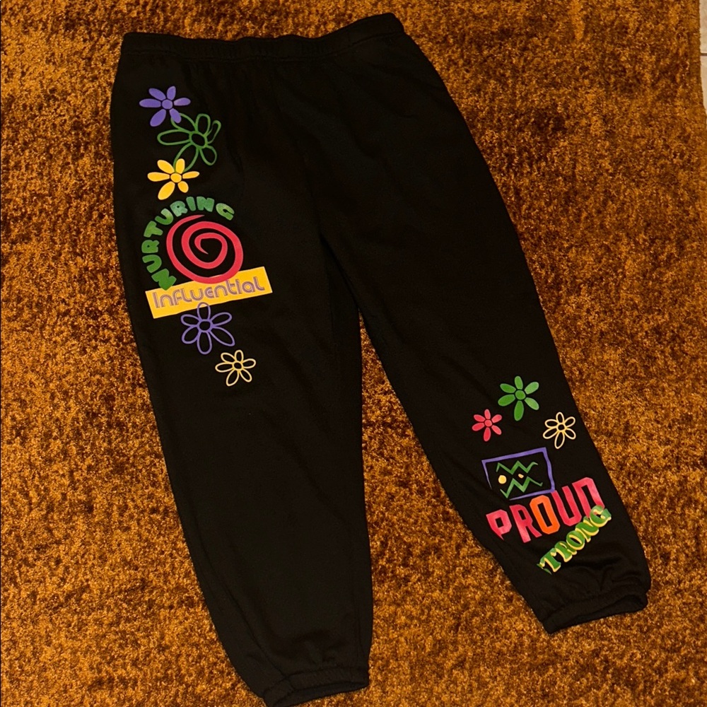Vibrant Black Graphic Joggers